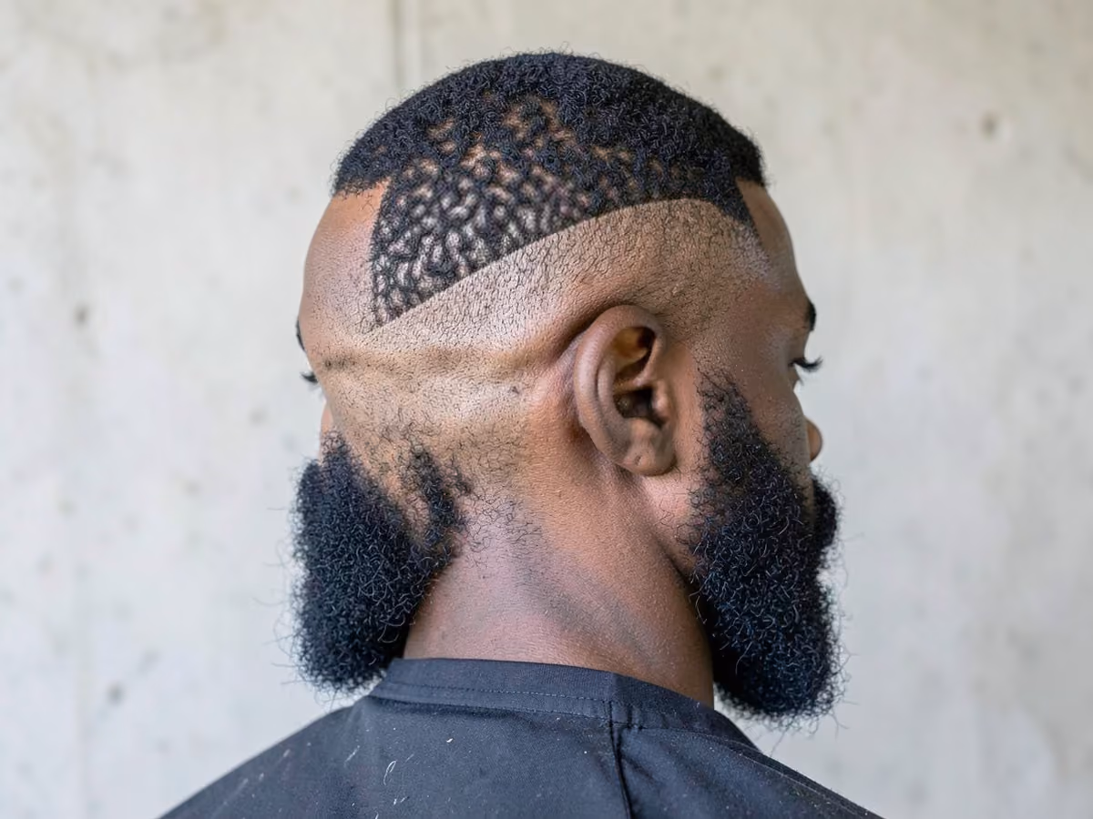 Man with a balding haircut for black men