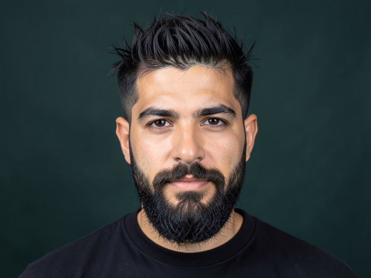 Man with a messy crop for diffuse thinning haircut