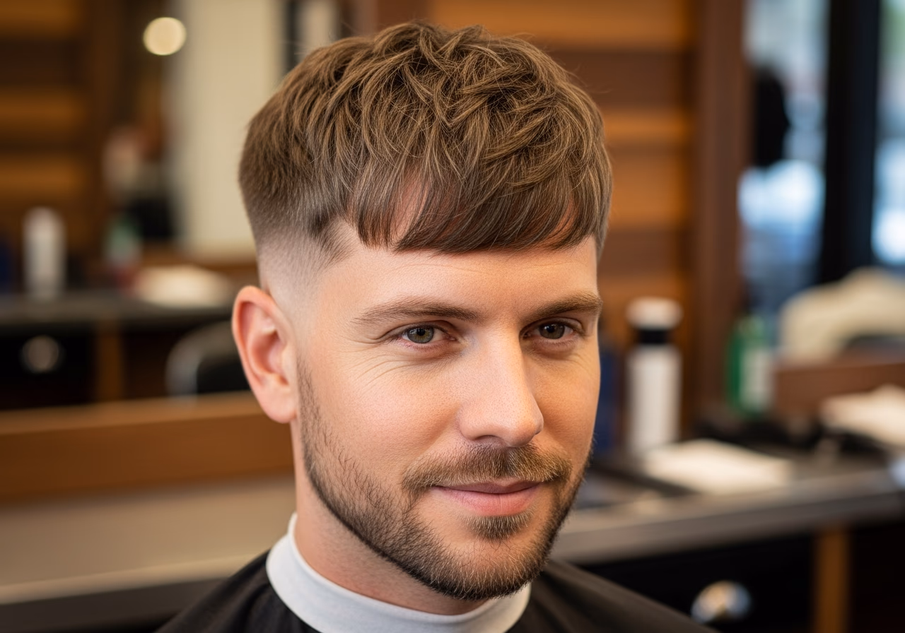 Balding Haircuts for Men 2026 - Textured Crop with Forward Fringe to Hide Thinning