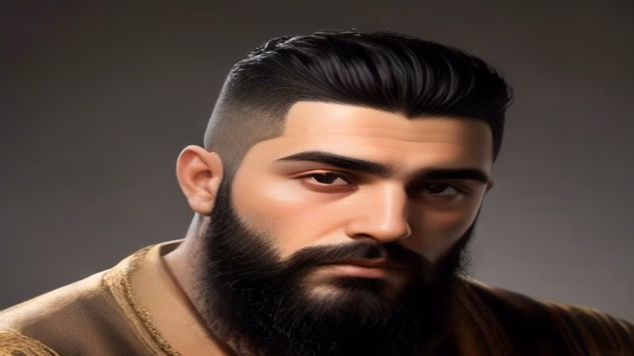 Middle Eastern man with thick curly hair in a modern fade and beard — best haircuts for Middle Eastern men