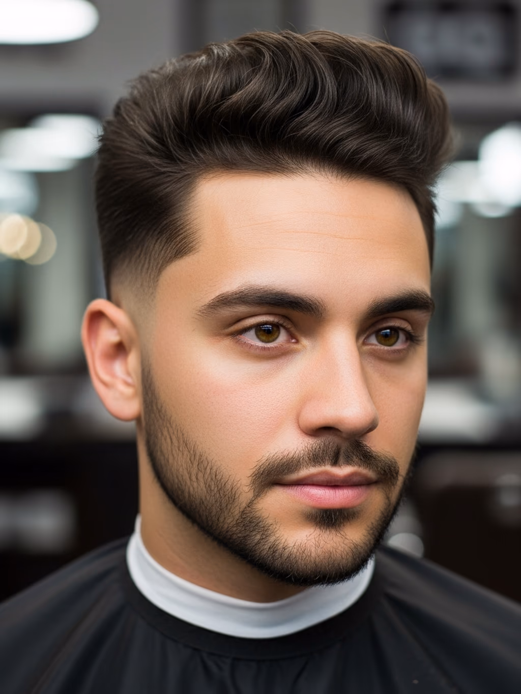 Faded Quiff hairstyle for men 2026 — quiff variation, best for heart-shaped faces balancing forehead width, modern barbering by Master Stylist Jessica Hamilton
