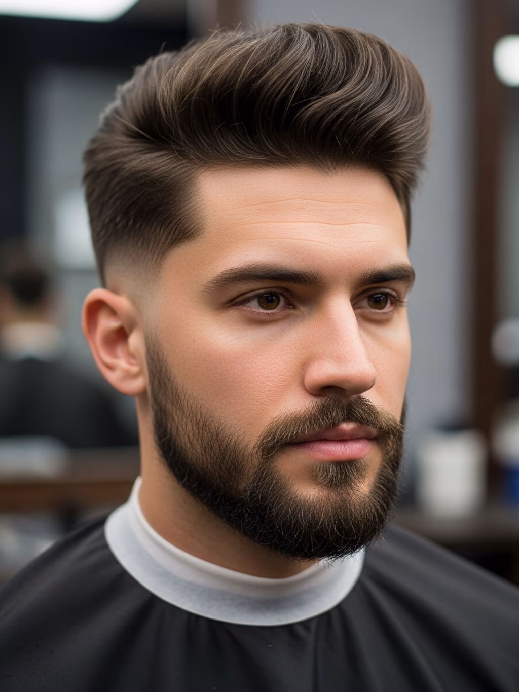 Textured Quiff hairstyle for men 2026 — quiff variation, best for round faces seeking elongation, modern barbering by Master Stylist Jessica Hamilton