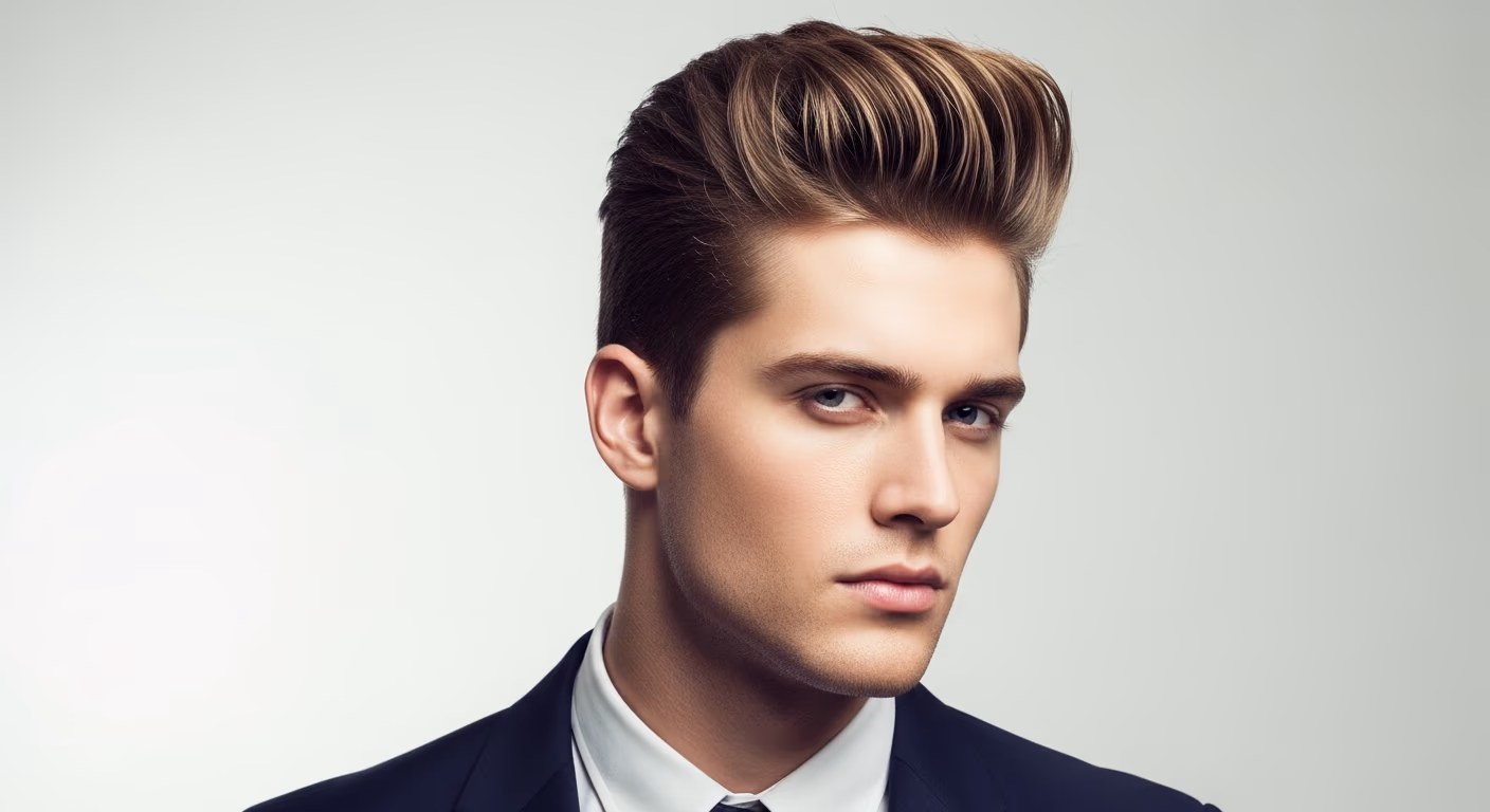 Wavy Quiff hairstyle for men 2026 — quiff variation, best for receding hairlines, modern barbering by Master Stylist Jessica Hamilton