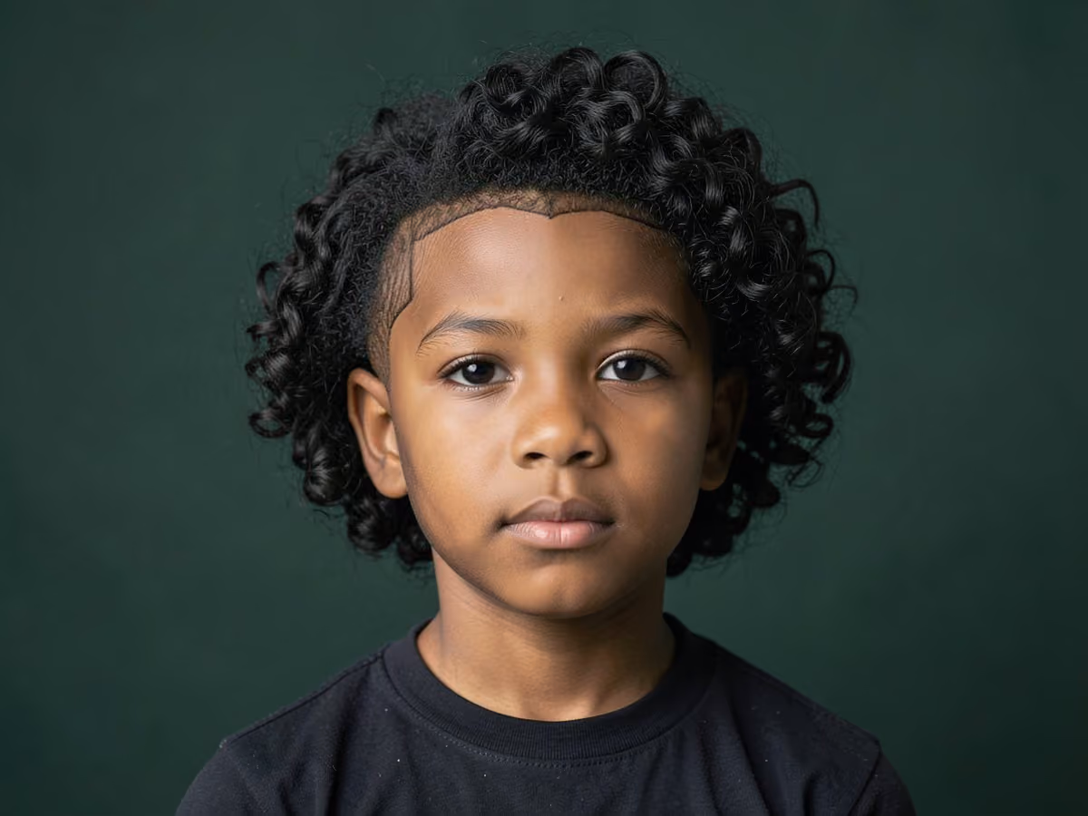 Boy with a biracial boys curly undercut