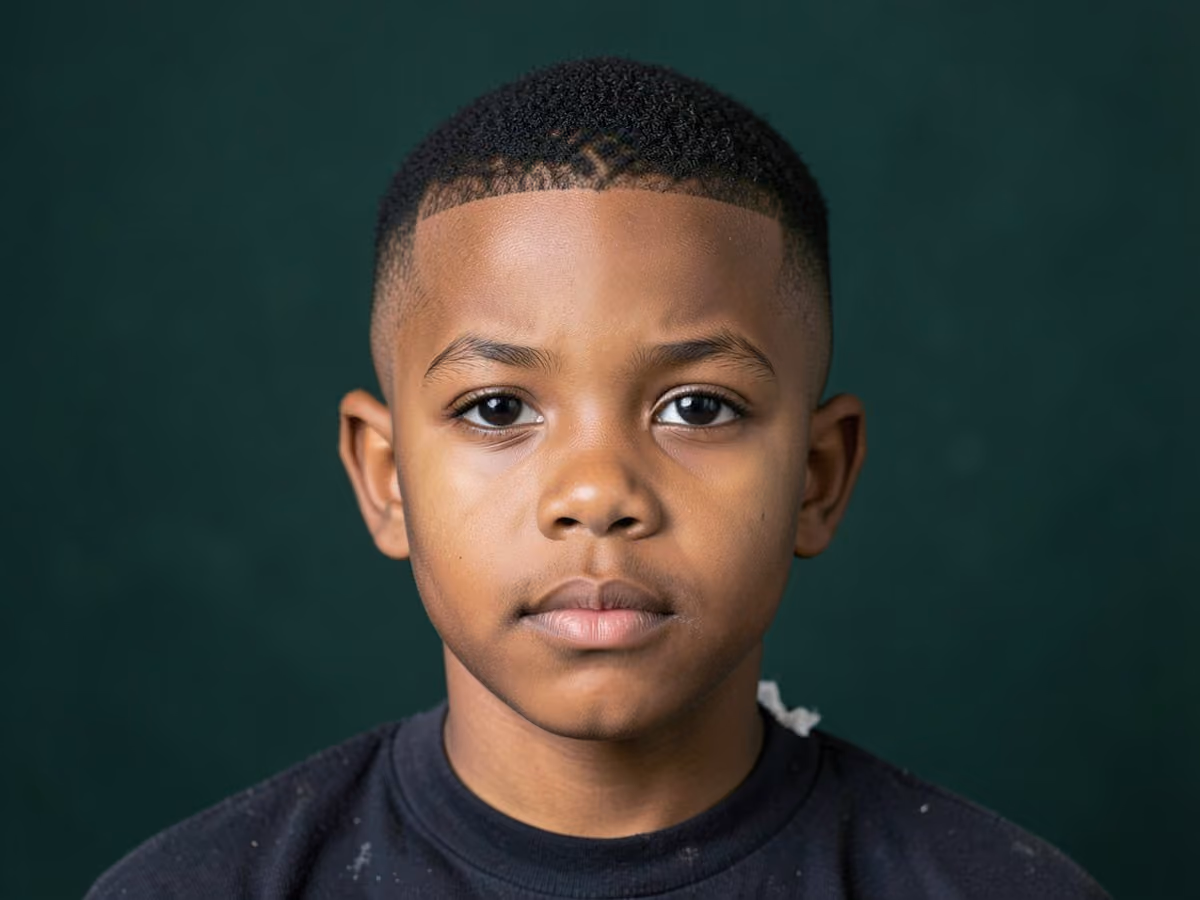 Boy with a black boys bald fade