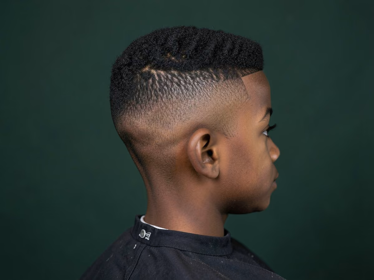 Boy with a black boys box fade
