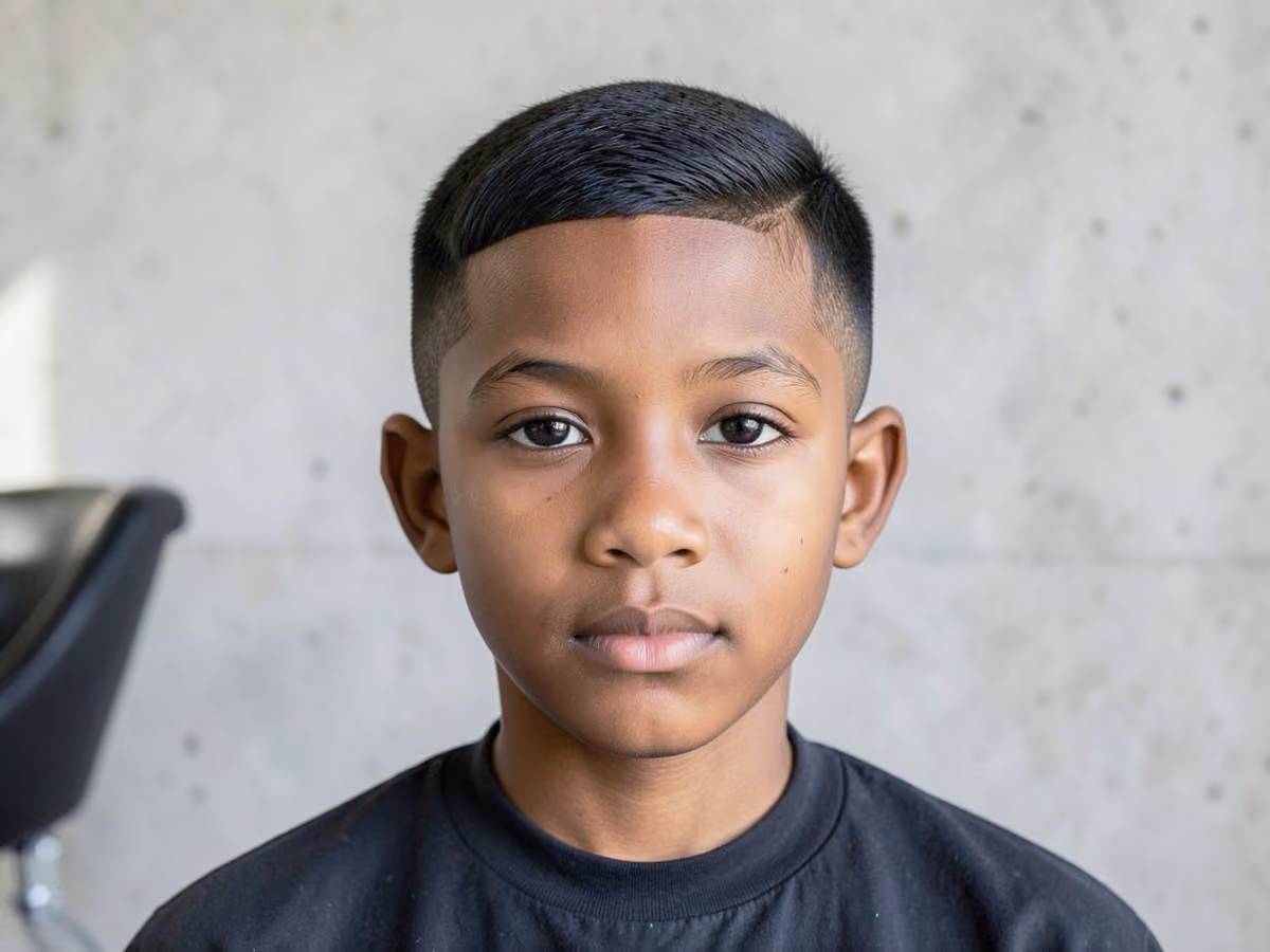 Boy with a black boys caesar cut