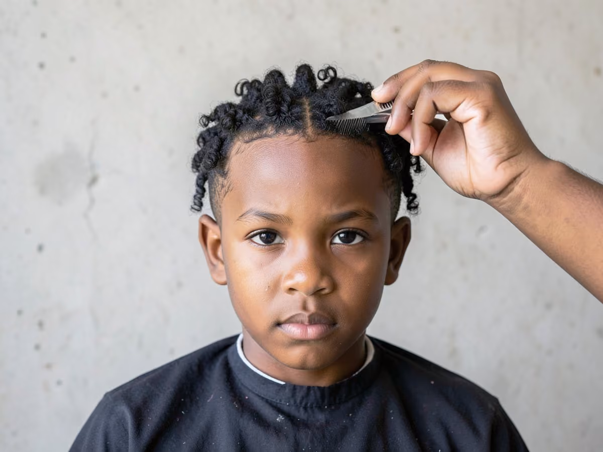 Boy with a black boys comb coils haircut