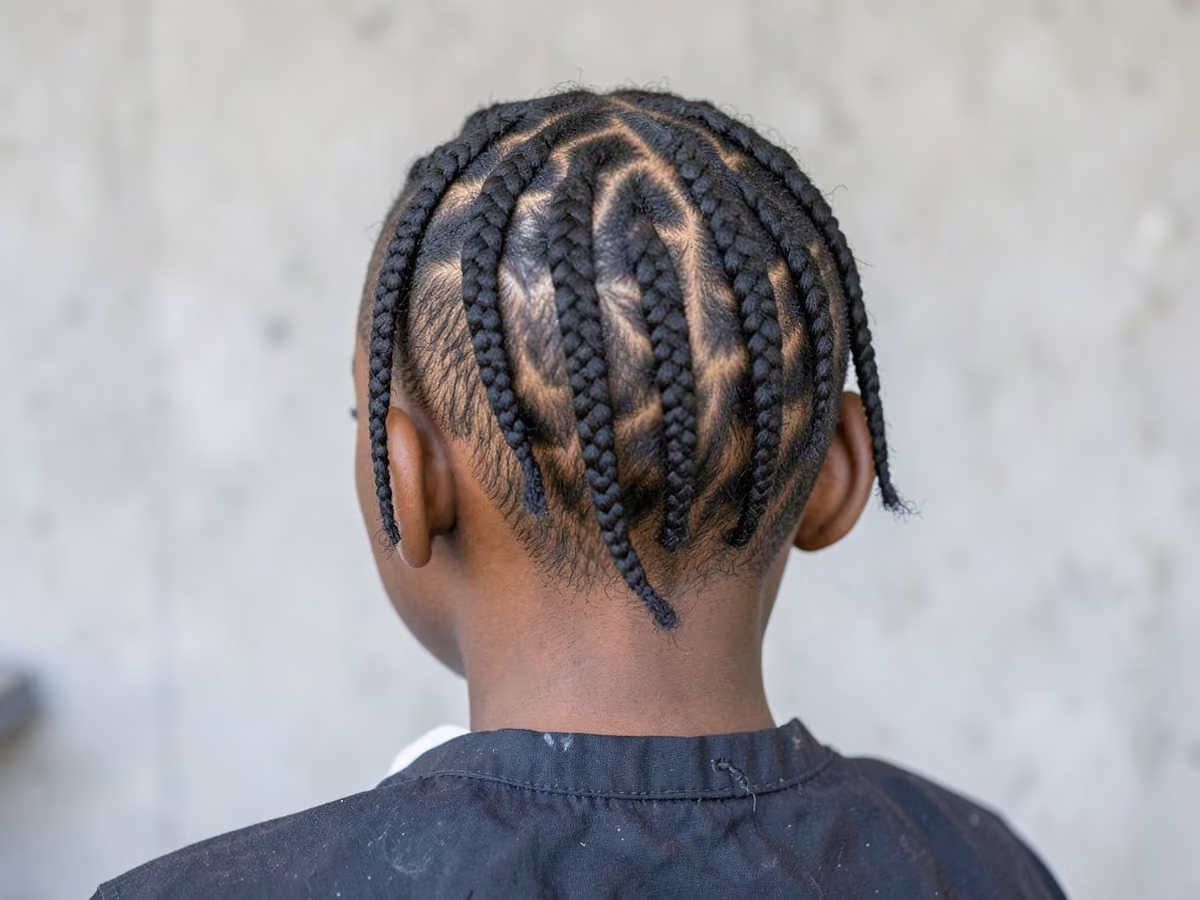 Boy with a black boys cornrows haircut