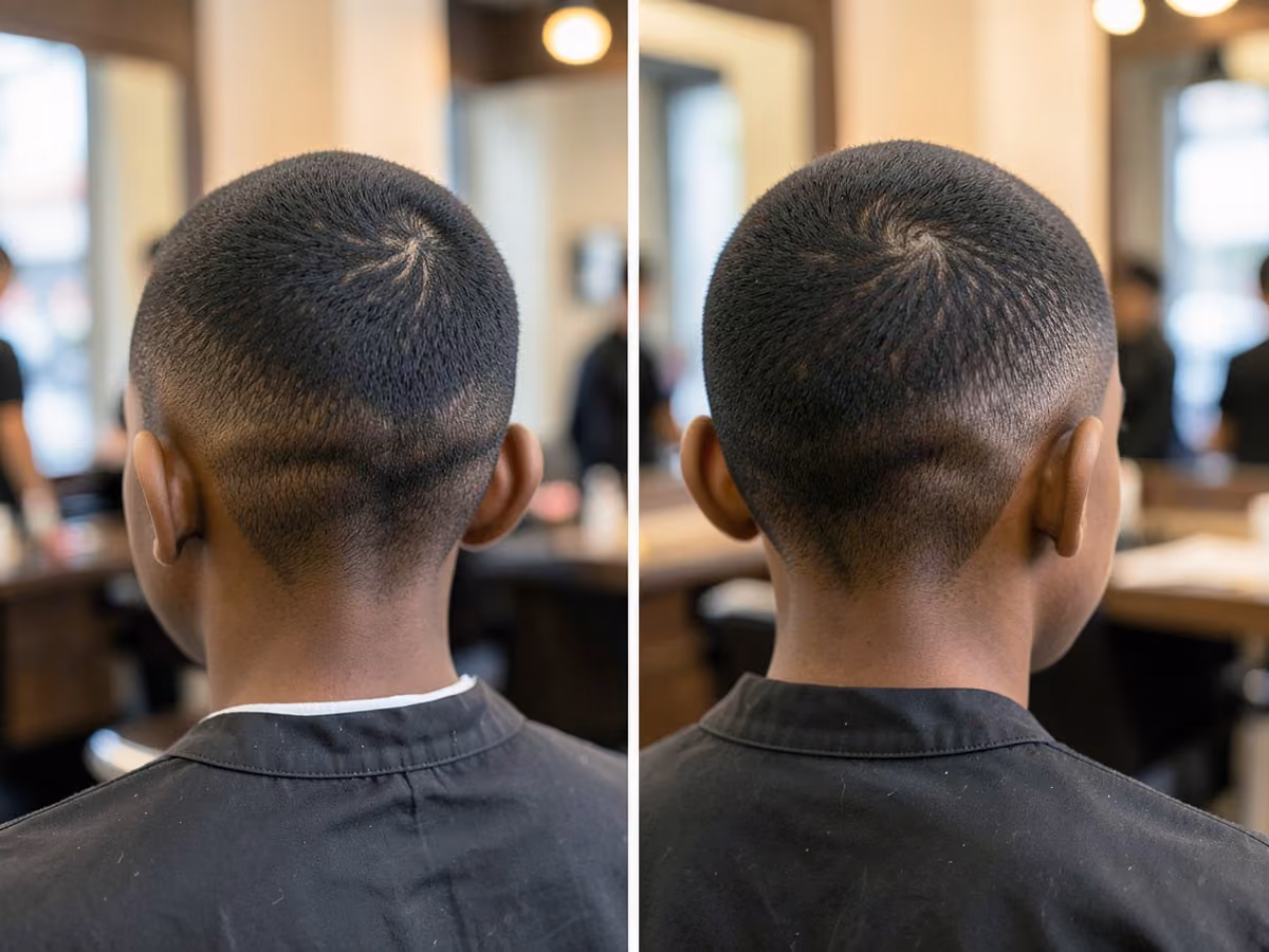Boy with a black boys crew cut