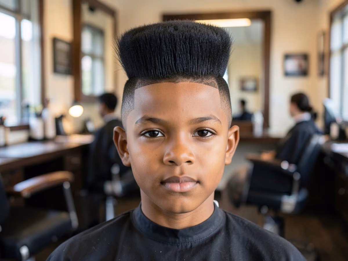 Boy with a black boys high top fade