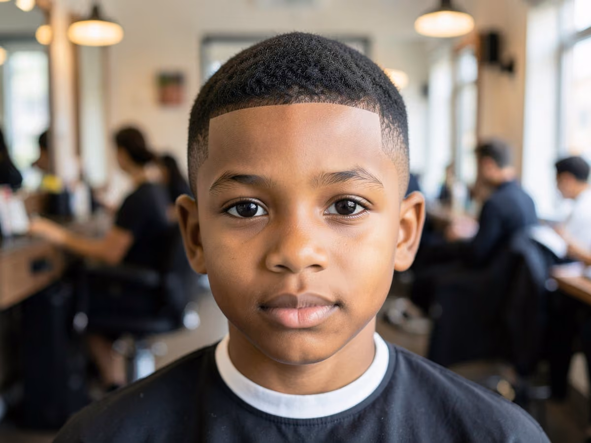 Boy with a black boys mid fade
