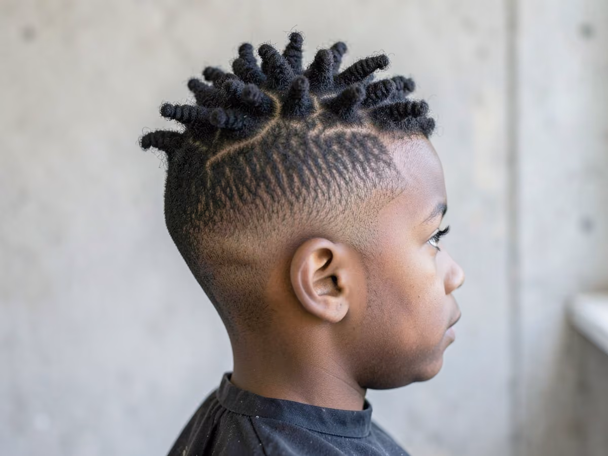 Boy with a black boys sponge twists haircut