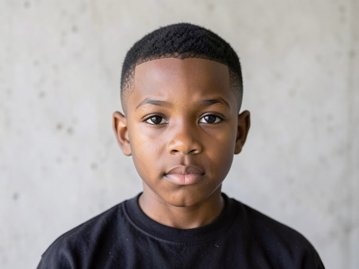 Boy with a black boys temple fade