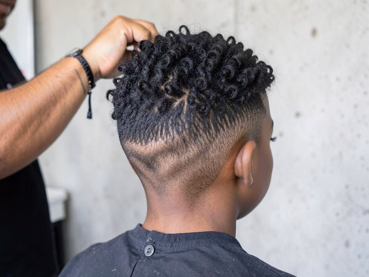 Boy with a black boys textured crop haircut