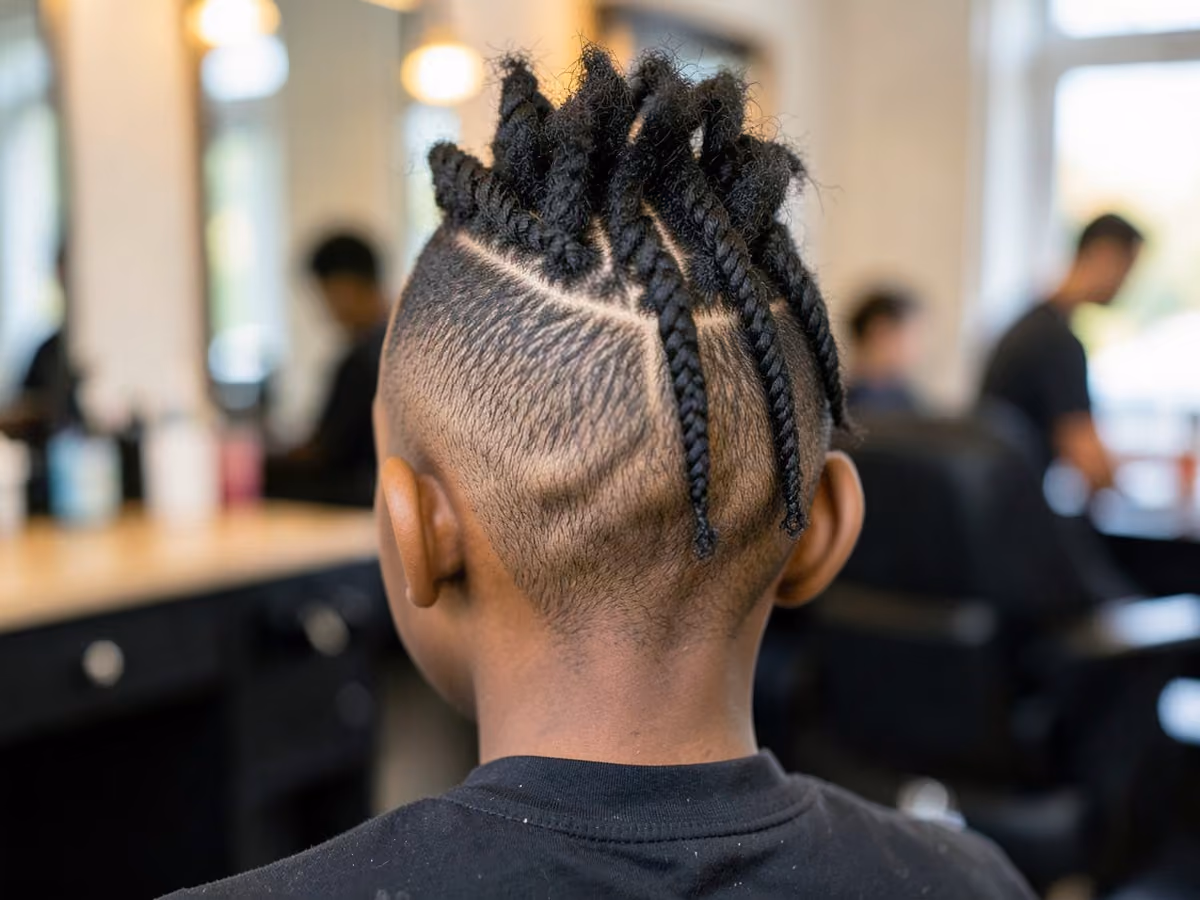 Boy with a black boys twist mohawk