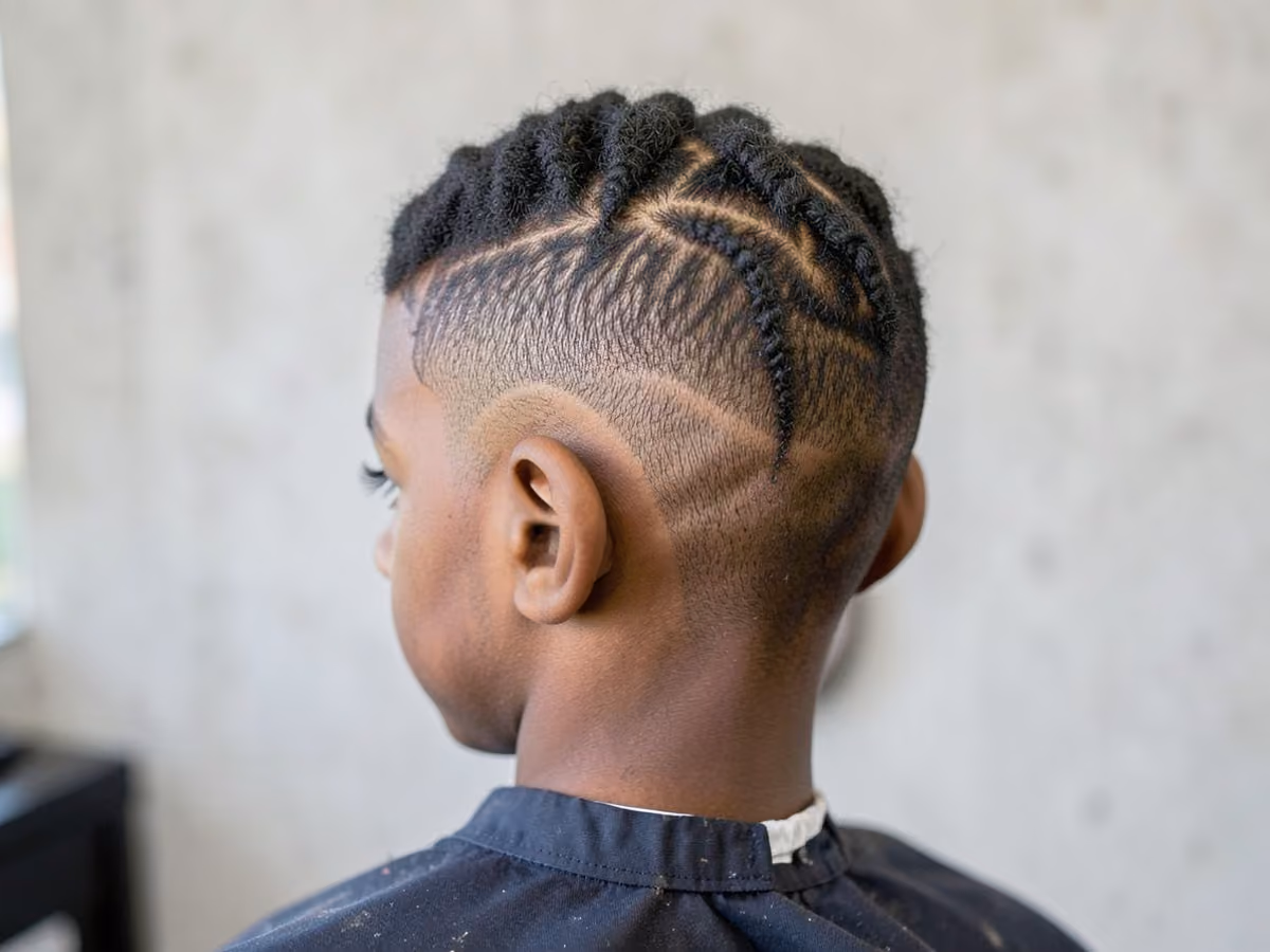 Boy with a black boys twists with drop fade