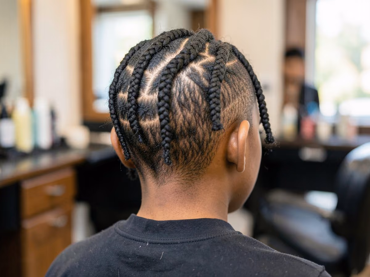 Boy with a black boys two strand twists haircut