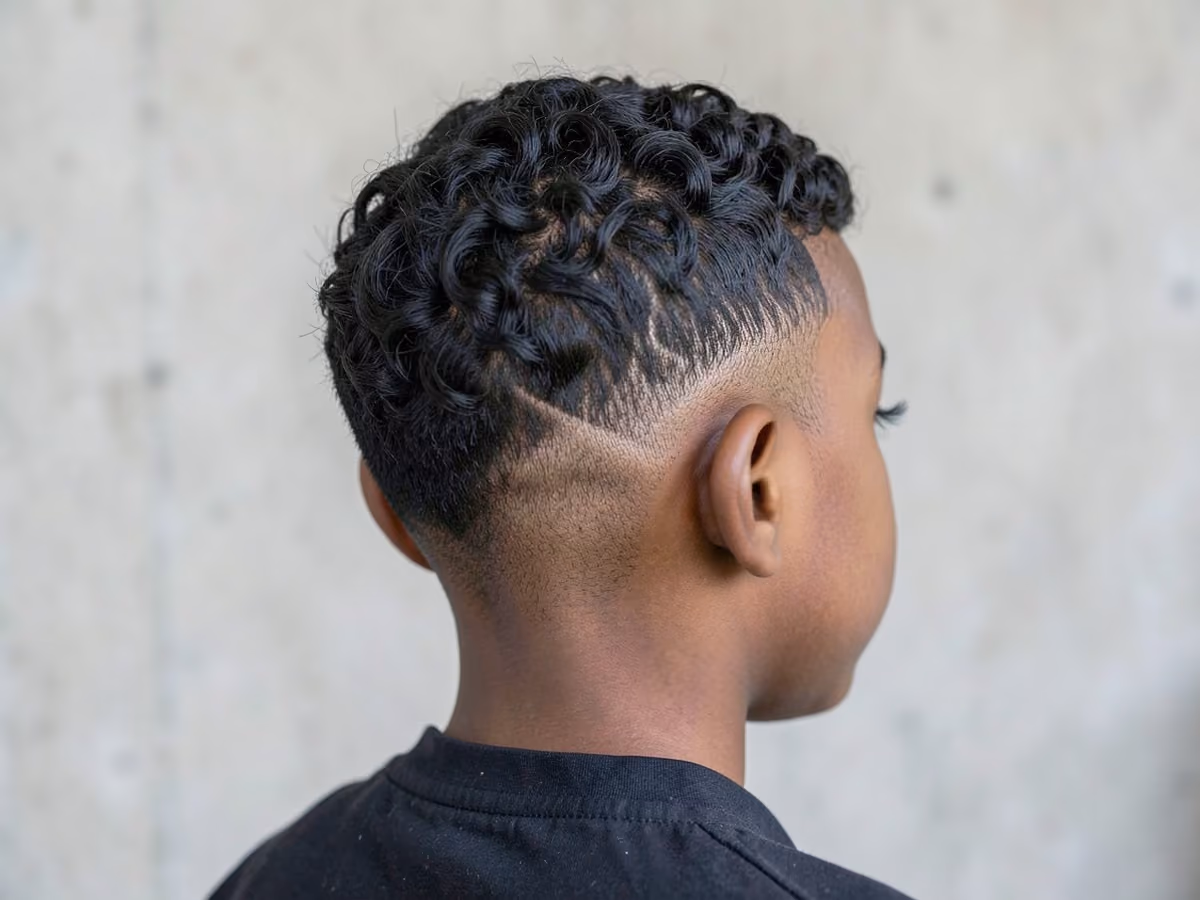 Boy with a black boys waves with drop fade