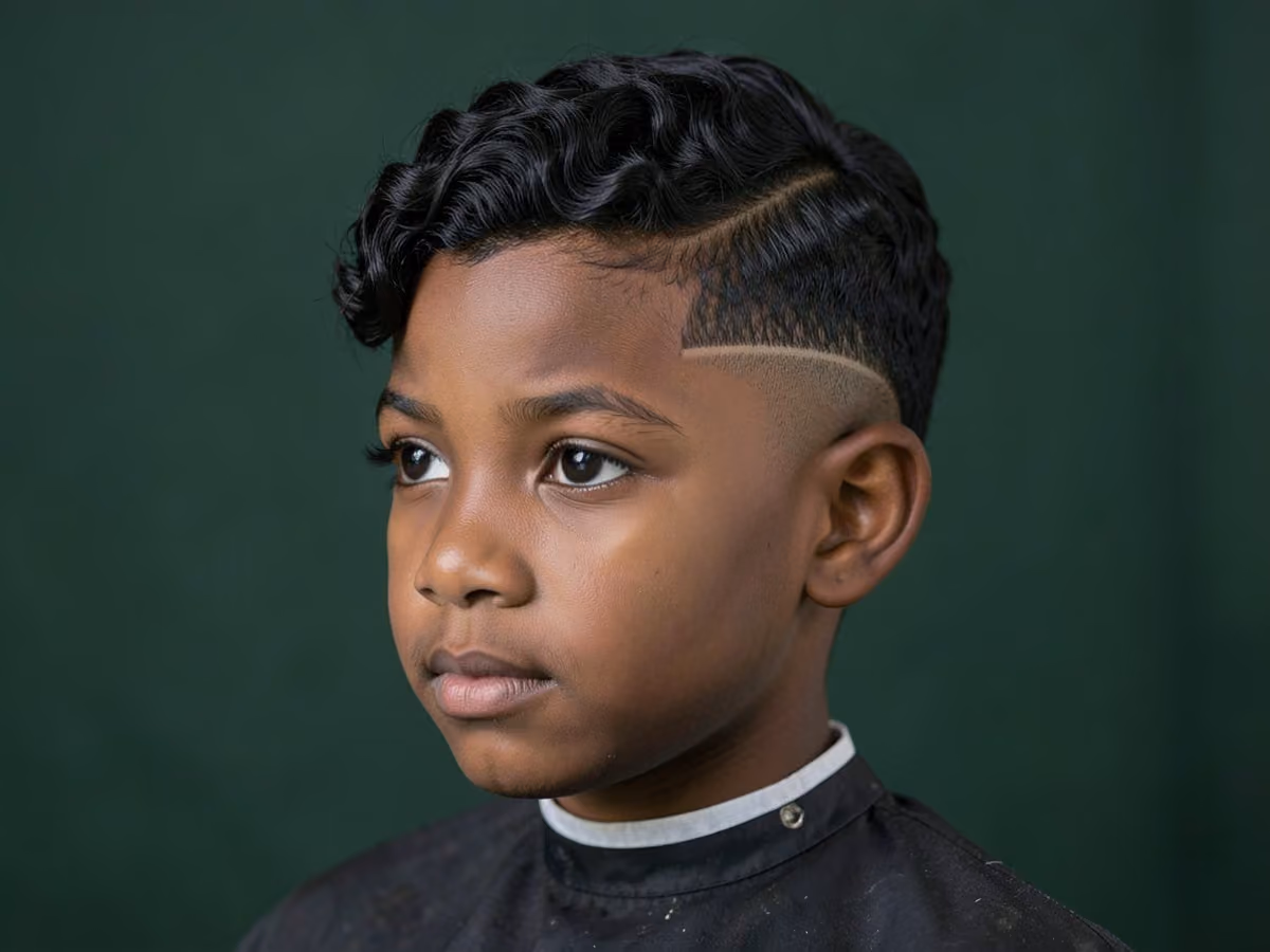 Boy with a black boys waves with hard part