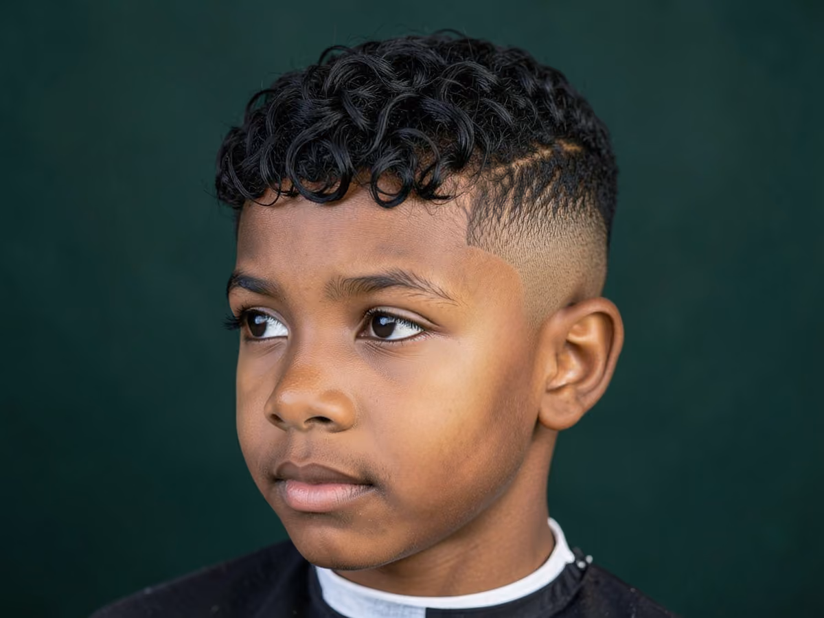 Boy with a black boys waves with mid fade