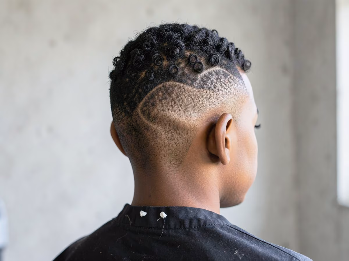 Boy with a black teen boy drop fade coils