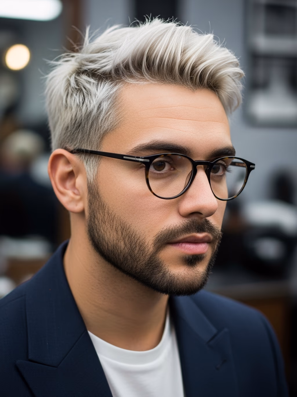 Classic Bleached Hair hairstyle for men 2026 — bleached hair variation, best for oval and oblong faces, modern barbering by Master Stylist Jessica Hamilton