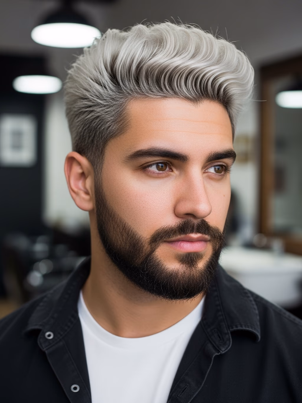 Textured Bleached Hair hairstyle for men 2026 — bleached hair variation, best for round faces seeking elongation, modern barbering by Master Stylist Jessica Hamilton