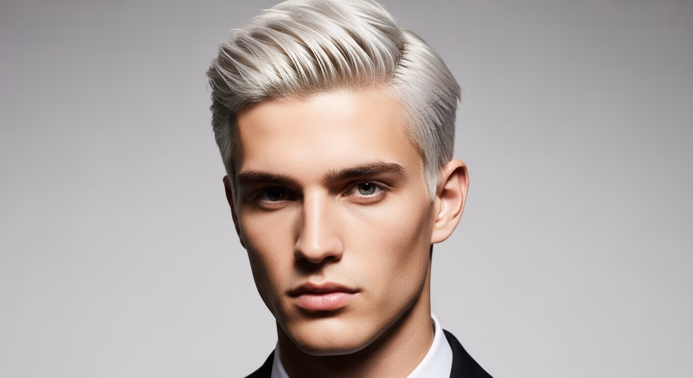 Weekend Bleached Hair hairstyle for men 2026 — bleached hair variation, best for fine hair seeking visual fullness, modern barbering by Master Stylist Jessica Hamilton