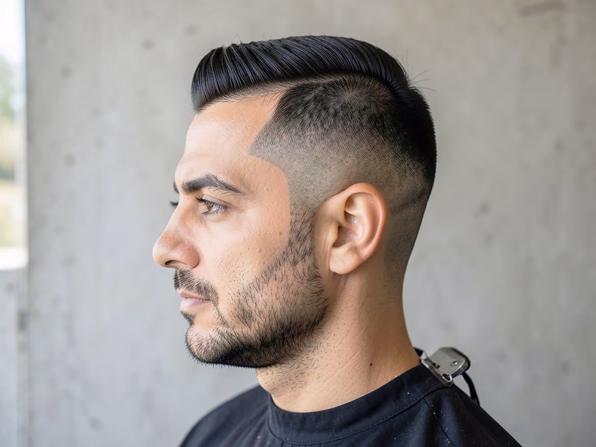 Man with a bald blowout taper haircut