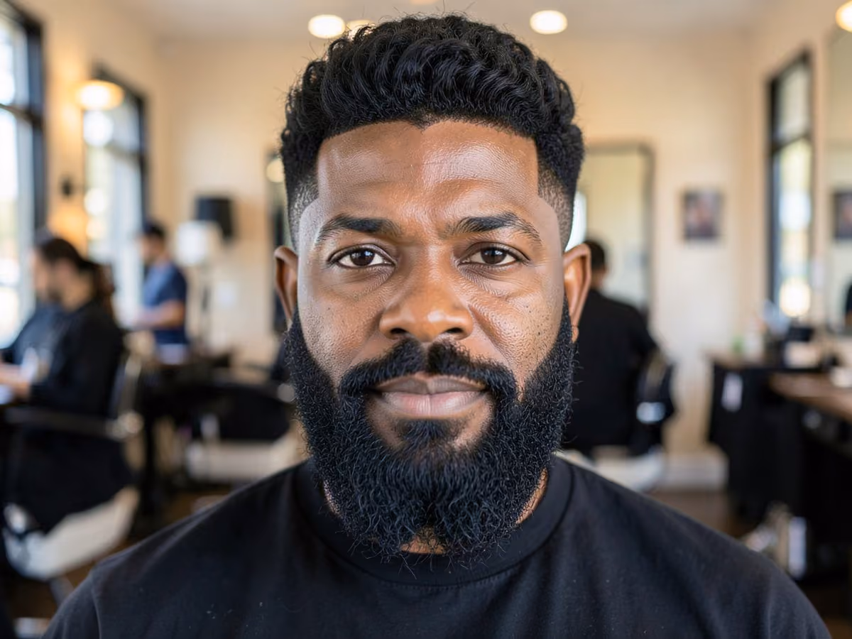 Man with a blowout taper black men haircut