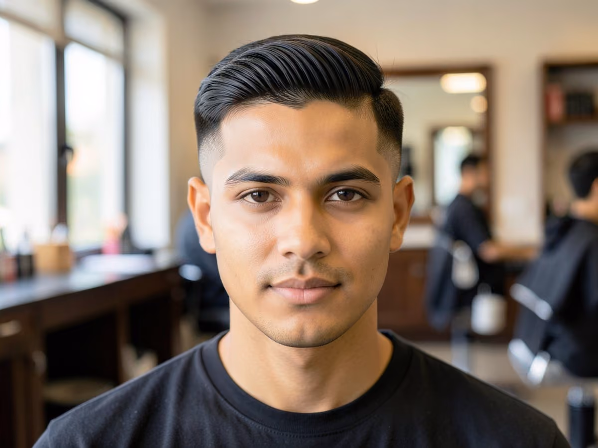 Man with a blowout taper fade