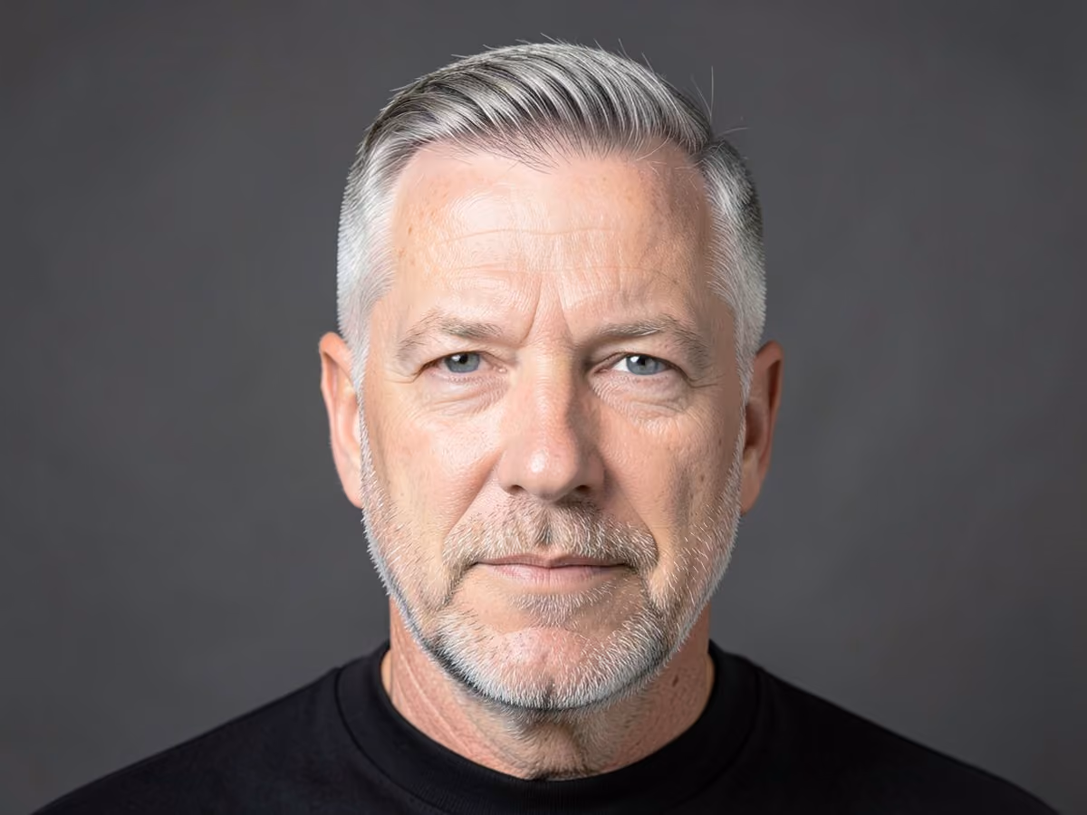 Man with a blowout taper for older men haircut