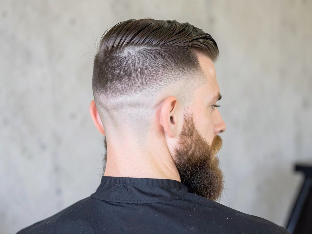 Man with a blowout taper for receding hairline