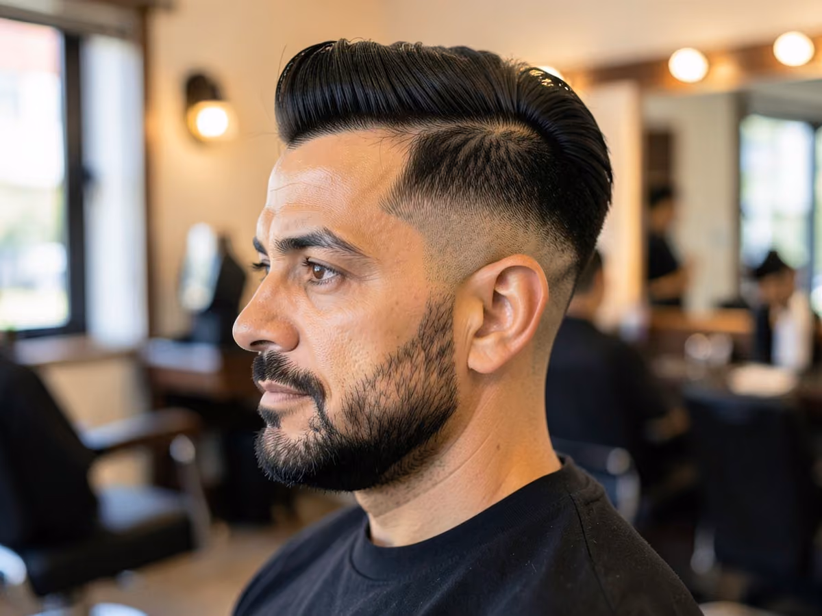Man with a blowout taper side part