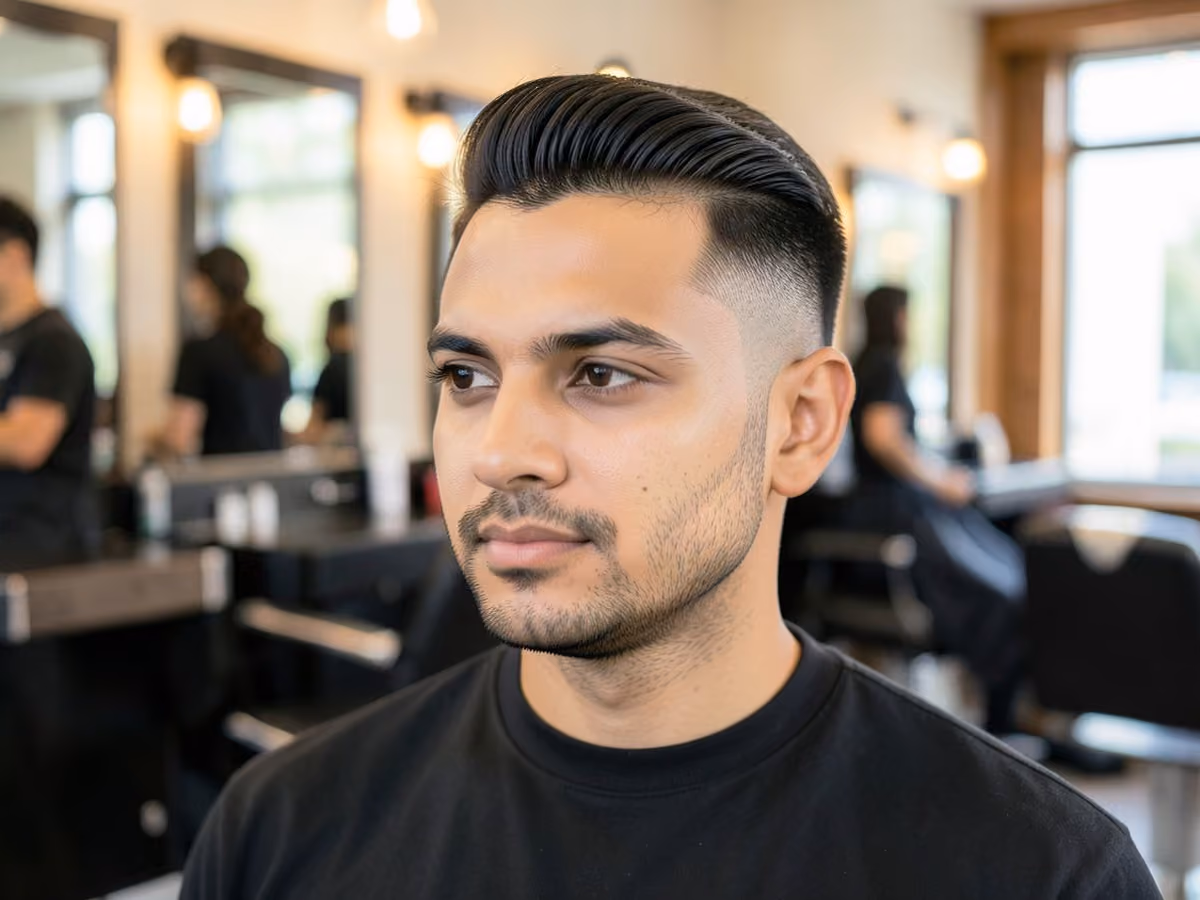 Man with a blowout taper with soft hairline