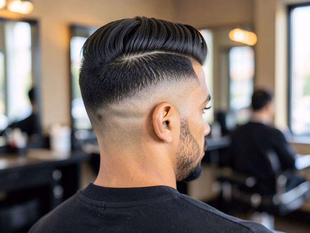 Man with a burst taper blowout haircut