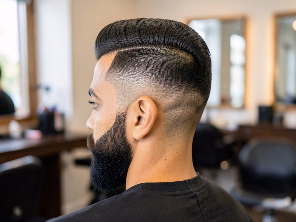 Man with a drop taper blowout haircut