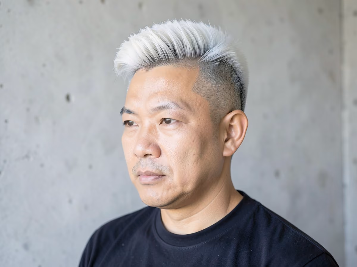 Man with a frosted blowout taper haircut