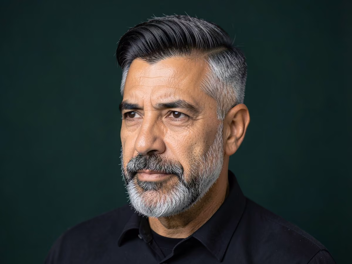 Man with a latino blowout taper haircut