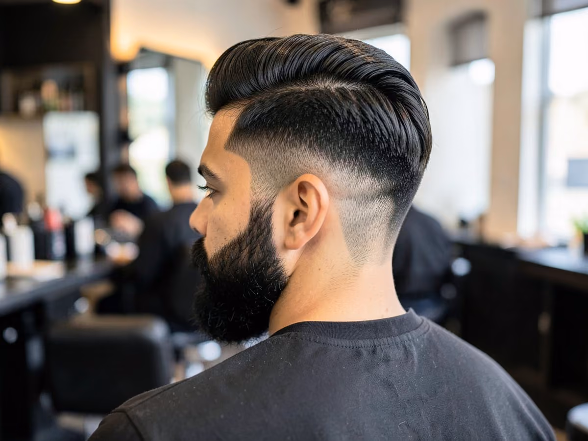 Man with a long blowout taper haircut