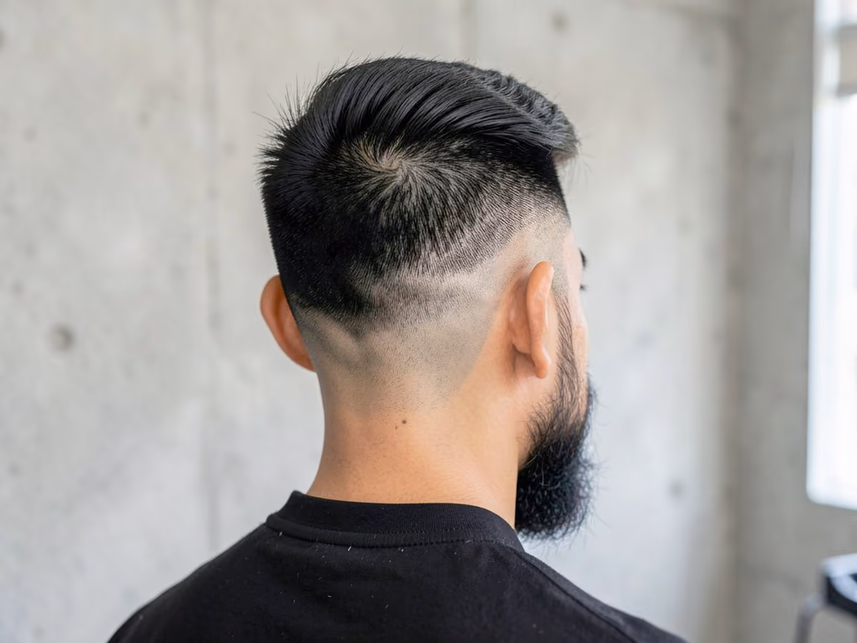 Man with a low blowout taper haircut