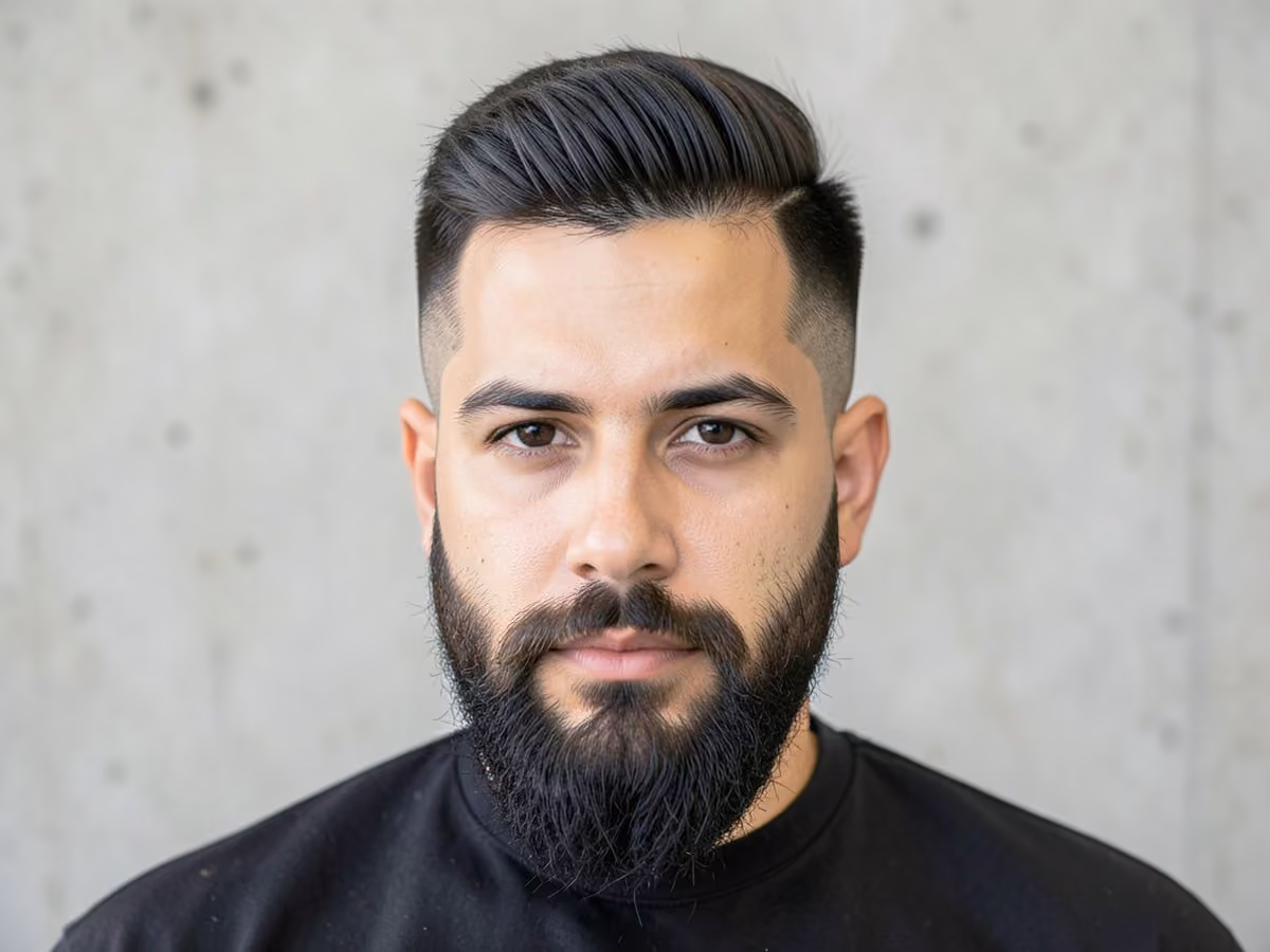 Man with a mid blowout taper haircut