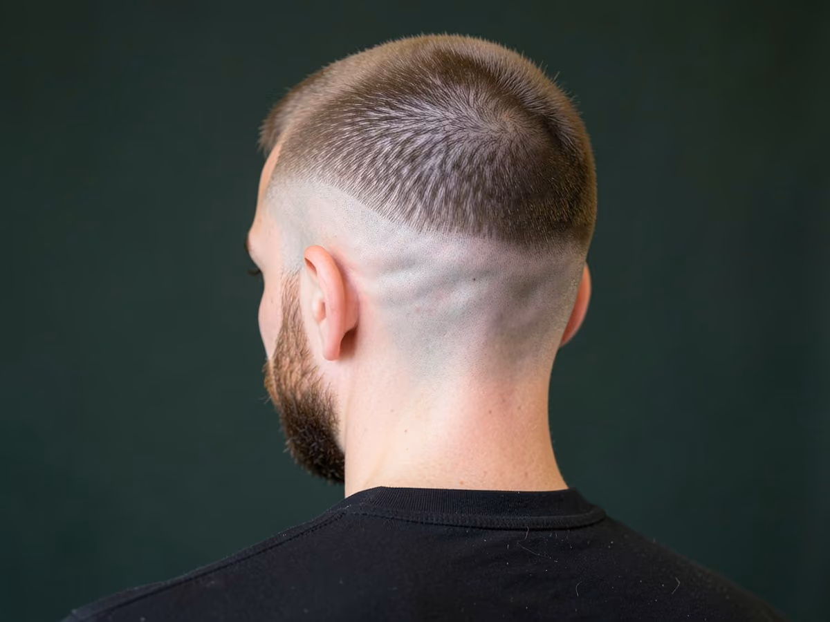 Man with a boosie fade with hard part
