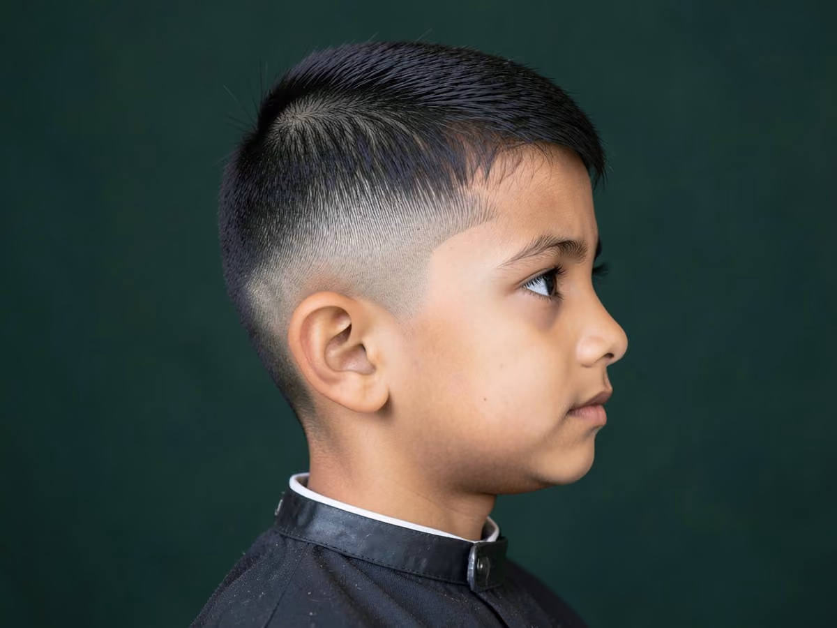 Boy with a boys bald fade