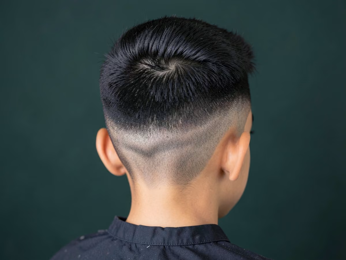 Boy with a boys fade brush up