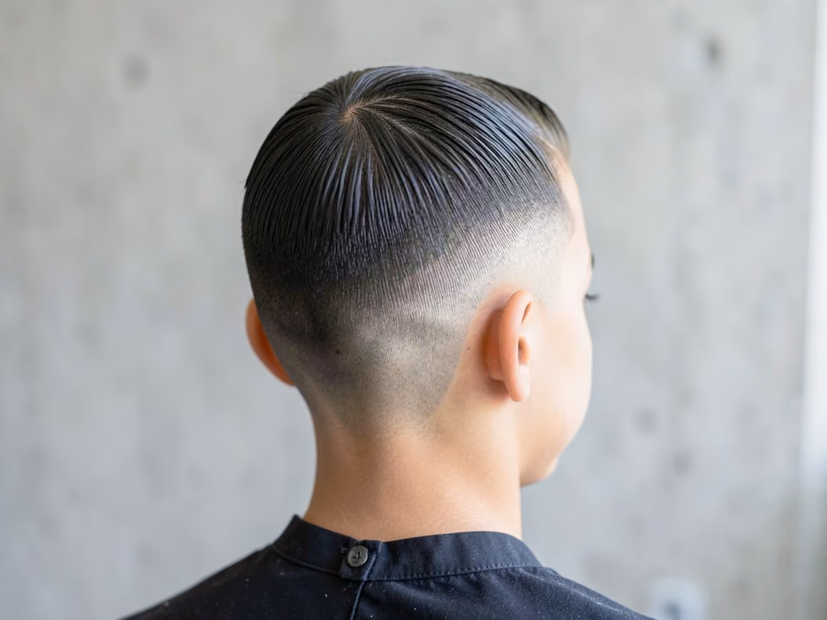 Boy with a boys fade slick back