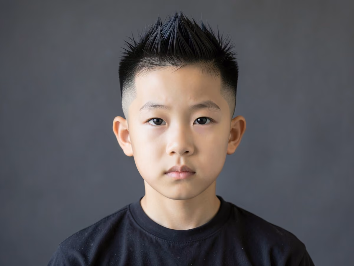 Boy with a boys fade spiky top