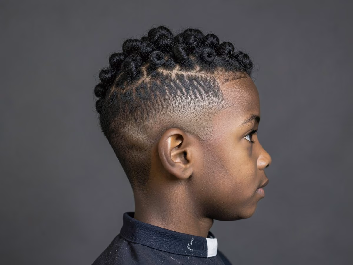 Boy with a boys fade sponge twists