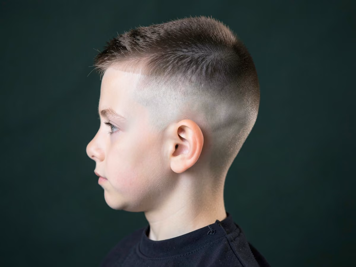 Boy with a boys high and tight haircut
